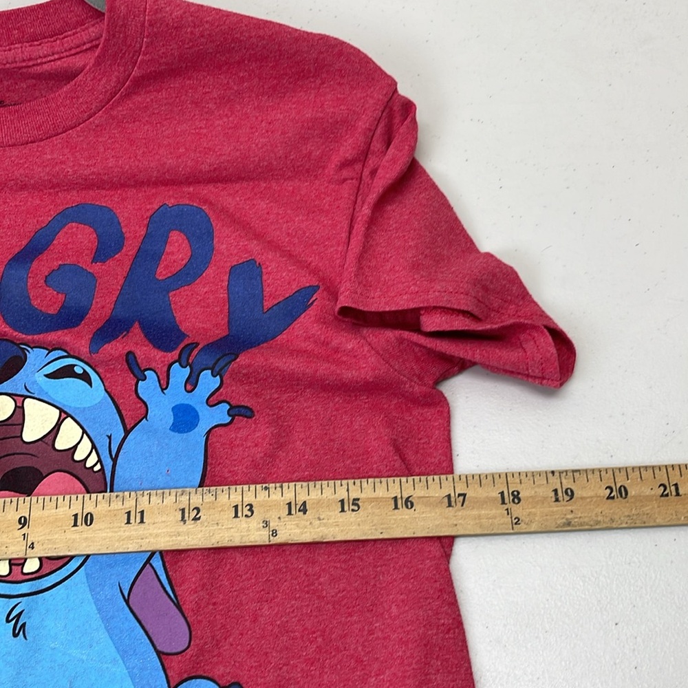 Disney Stitch Hangry T-Shirt Youth S Red Crew Neck Short Sleeve Graphic Cotton - Picture 3 of 4